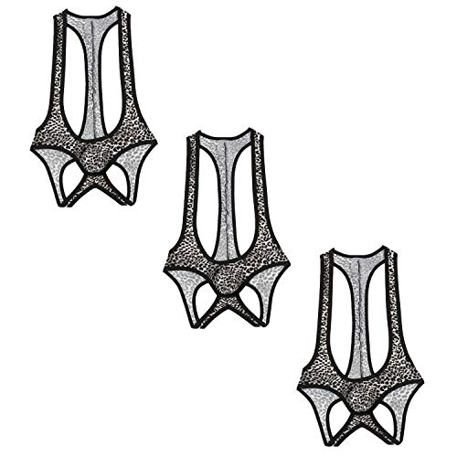 JIER Mono Sexy con Estampado de Leopardo, Calzoncillos, Calzoncillos, Ropa Interior, Calzoncillos (Negro,XL)