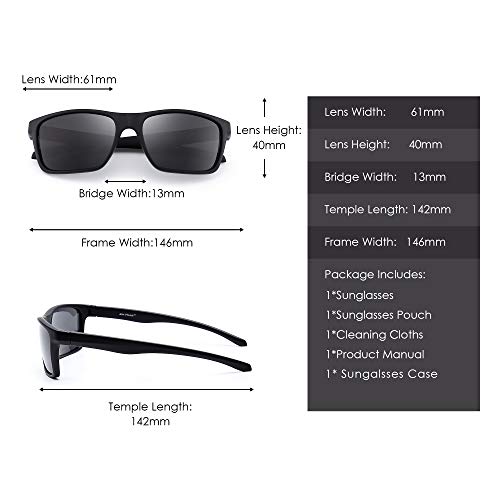 JIM HALO Polarizadas Deportivas Gafas de Sol de Espejo Wrap Alrededor Conducir Pescar Hombre Mujer(Negro/Gris Espejo)