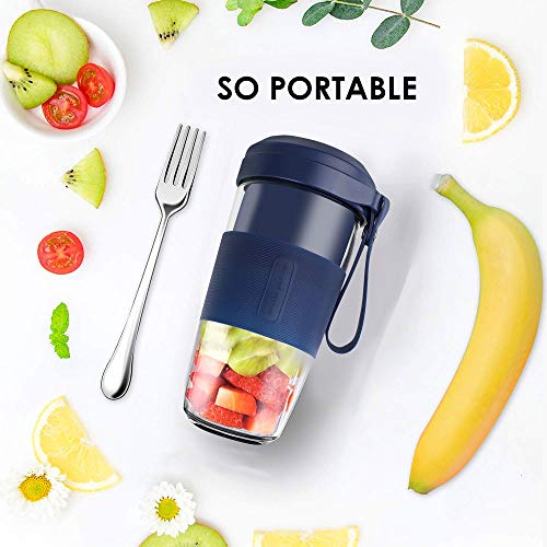 JIN GUI Exprimidor licuadora portátil, USB Recargable 350Ml Batido licuadora Exprimidor Un Interruptor Llave 21000 RPM Pulpa Alta Velocidad Más Delicado, para el hogar Oficina de Viajes al Aire Libre