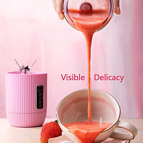 JIN GUI Licuadora portátil, trituradora de inmersión USB de 350 ml, Mini exprimidor, Pantalla Inteligente, extraíble, Limpio, Grueso, Delicado, Carga de Emergencia, para Batidos, Batidos, Frutas
