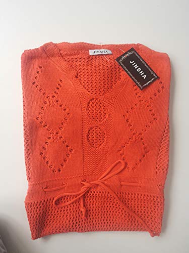 Jinsha Vestido de Playa - Mujer Pareos y Camisola de Playa Sexy Hueco Traje de Baño Punto Bikini Cover up (Orange)