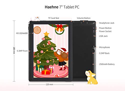 JINYJIA 7" Tablet PC, Google Android Tablet con Funda de Silicona Translúcida, Quad Core, Cámaras Duales, WiFi, Bluetooth, Negro