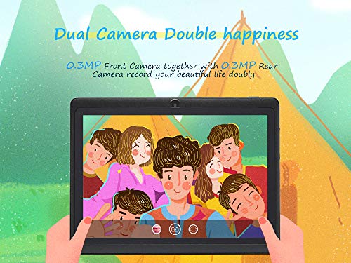 JINYJIA 7" Tablet PC, Google Android Tablet con Funda de Silicona Translúcida, Quad Core, Cámaras Duales, WiFi, Bluetooth, Negro