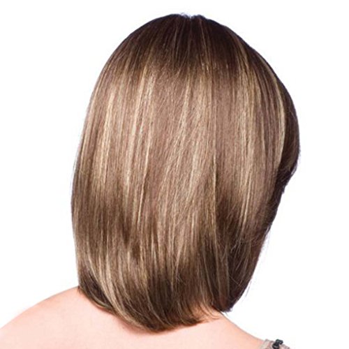jinzuke Mujeres Cosplay Peluca de Pelo de Las Muchachas Recta Larga con Flequillo Medio Mixto de Oro + Brown