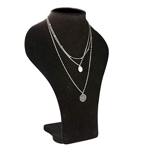 Jixing - Gargantilla de varias capas con colgante multicapa y larga de aleación