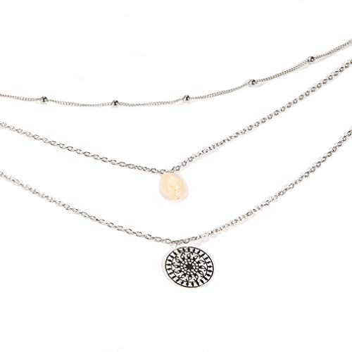 Jixing - Gargantilla de varias capas con colgante multicapa y larga de aleación