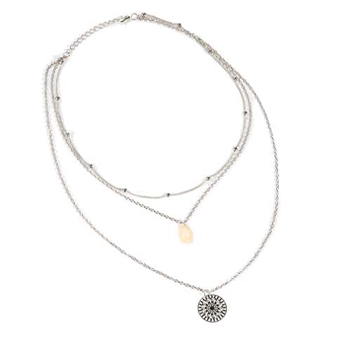 Jixing - Gargantilla de varias capas con colgante multicapa y larga de aleación