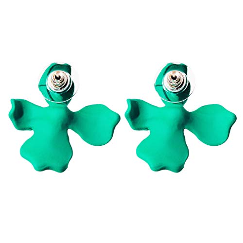 Jixing - Pendientes colgantes de aleación con forma de flor, diseño bohemio, color verde