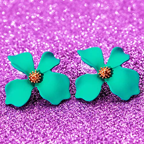 Jixing - Pendientes colgantes de aleación con forma de flor, diseño bohemio, color verde