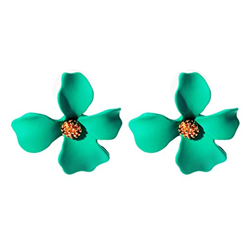 Jixing - Pendientes colgantes de aleación con forma de flor, diseño bohemio, color verde