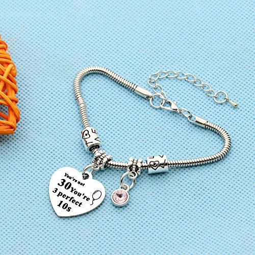 JIYAOANDX 30 cumpleaños pulseras serpiente cadena brazalete Amigas Hermanas tía Lucky piedra natal encanto mujer joya regalo para 30 años