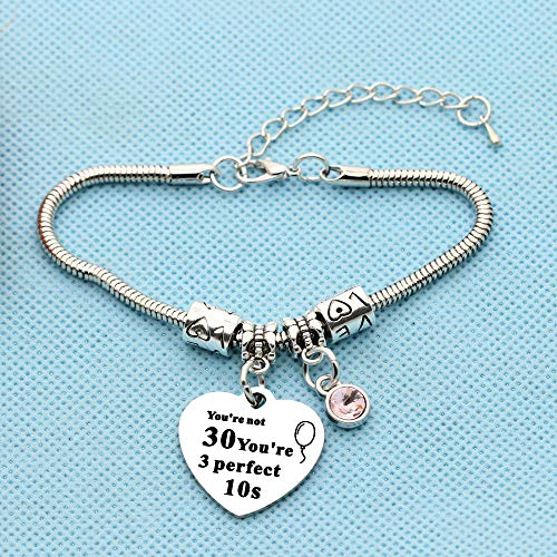 JIYAOANDX 30 cumpleaños pulseras serpiente cadena brazalete Amigas Hermanas tía Lucky piedra natal encanto mujer joya regalo para 30 años