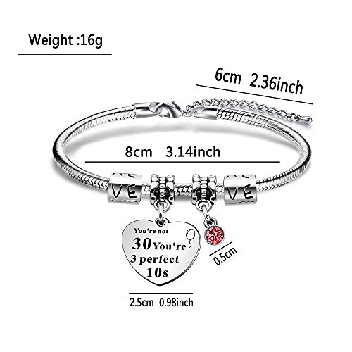 JIYAOANDX 30 cumpleaños pulseras serpiente cadena brazalete Amigas Hermanas tía Lucky piedra natal encanto mujer joya regalo para 30 años