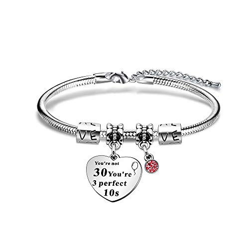 JIYAOANDX 30 cumpleaños pulseras serpiente cadena brazalete Amigas Hermanas tía Lucky piedra natal encanto mujer joya regalo para 30 años