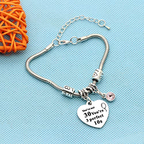 JIYAOANDX 30 cumpleaños pulseras serpiente cadena brazalete Amigas Hermanas tía Lucky piedra natal encanto mujer joya regalo para 30 años