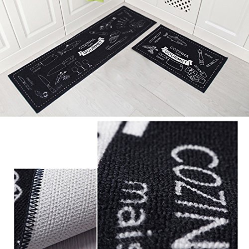 Jiyaru 2pcs Alfombras para Cocina Baño Moderna Absorción de Agua y Aceite Felpudo Lavable a Máquina Armada