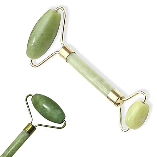 Jiyoujianzhu - Rodillo de masaje facial portátil antienvejecimiento con doble cabezal de piedra masajeador facial para adelgazar la cara, masajear la cara, cuello, rodillo de belleza