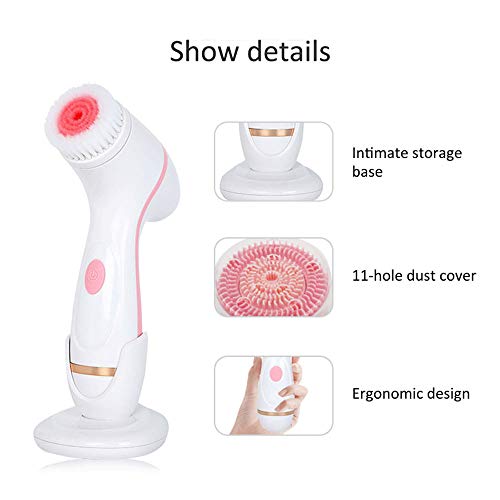 JJIIEE Cepillo de Limpieza Facial eléctrico sónico con 3 Cabezales de Cepillo Diferentes, Dispositivo de Limpieza Facial Impermeable de Carga inalámbrica para exfoliación y Masaje,Blue