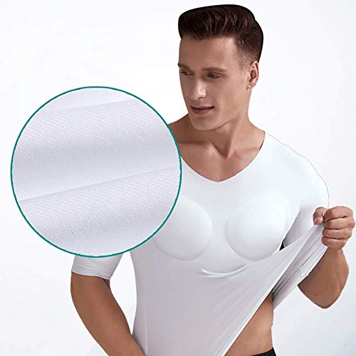 JJZXPJ Hombres Fajas Adelgaza la Talladora del Cuerpo del Falso Camiseta del músculo de engorde Aumentar los músculos Invisible Simulación Training (Color: Blanco, Tamaño: XL)