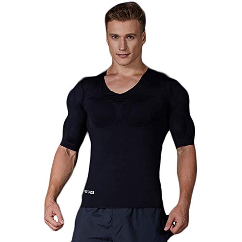 JJZXPJ Hombres Fajas Adelgaza la Talladora del Cuerpo del Falso Camiseta del músculo de engorde Aumentar los músculos Invisible Simulación Training (Color: Blanco, Tamaño: XL)