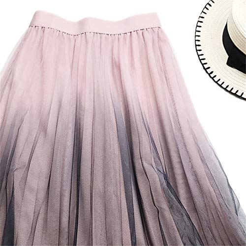 jklj Falda Elástica De Mujer Gradas de Partido de la Falda de Tulle del Acoplamiento elástico de Cintura Alta Cintura una línea de Falda de Midi Se Puede Lavar a Mano O En Lavadora