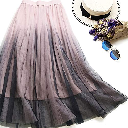 jklj Falda Elástica De Mujer Gradas de Partido de la Falda de Tulle del Acoplamiento elástico de Cintura Alta Cintura una línea de Falda de Midi Se Puede Lavar a Mano O En Lavadora