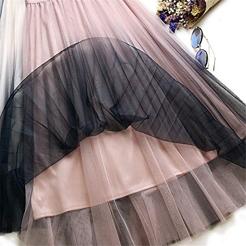 jklj Falda Elástica De Mujer Gradas de Partido de la Falda de Tulle del Acoplamiento elástico de Cintura Alta Cintura una línea de Falda de Midi Se Puede Lavar a Mano O En Lavadora