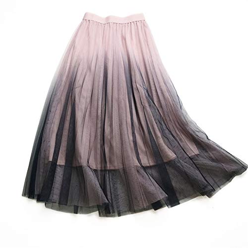 jklj Falda Elástica De Mujer Gradas de Partido de la Falda de Tulle del Acoplamiento elástico de Cintura Alta Cintura una línea de Falda de Midi Se Puede Lavar a Mano O En Lavadora