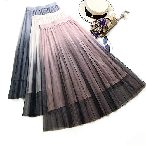 jklj Falda Elástica De Mujer Gradas de Partido de la Falda de Tulle del Acoplamiento elástico de Cintura Alta Cintura una línea de Falda de Midi Se Puede Lavar a Mano O En Lavadora