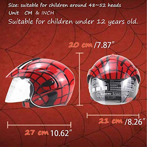 JKSX Casco De Scooter para Niños, Casco De Bicicleta para Niños, Motocicleta, Gorra De Seguridad Ligera De Dibujos Animados para Niños De 3-8 Años, Niños De 46-52 Cm, Rojo