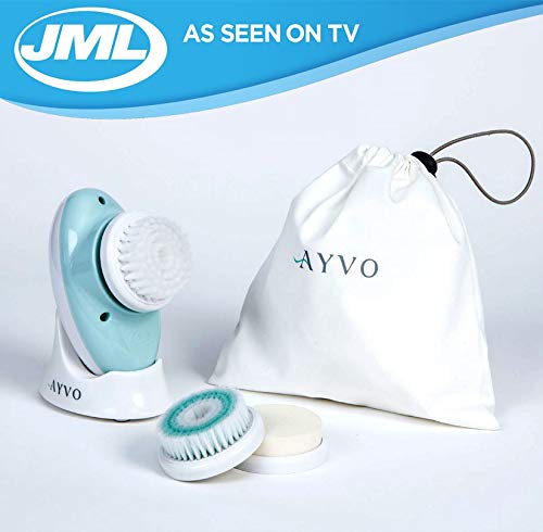 JML Ayvo - Cepillo facial eléctrico 3 en 1, exfoliante, limpiador e hidratante, limpia todos los tipos de piel