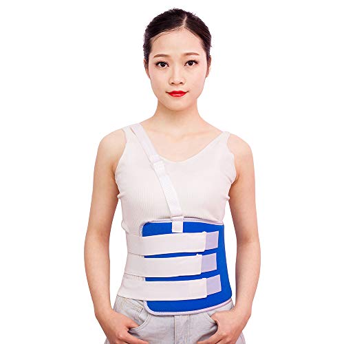 JMung Cinturón Elástico de Compresión Fractura de Costillas Rotas, Hombres Mujeres Distensión Muscular Intercostal, Acelera la Curación de Las Costillas Fisuradas,Azul,M