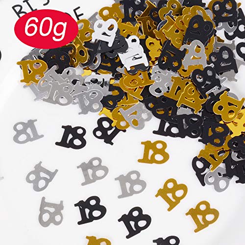 JNCH Decoracion 18 Cumpleaños Adorno Espiral Decoración Colgante + Confeti Mesa 18 Cumpleaños para 18 Años Decoraciones Fiesta de Cumpleaños