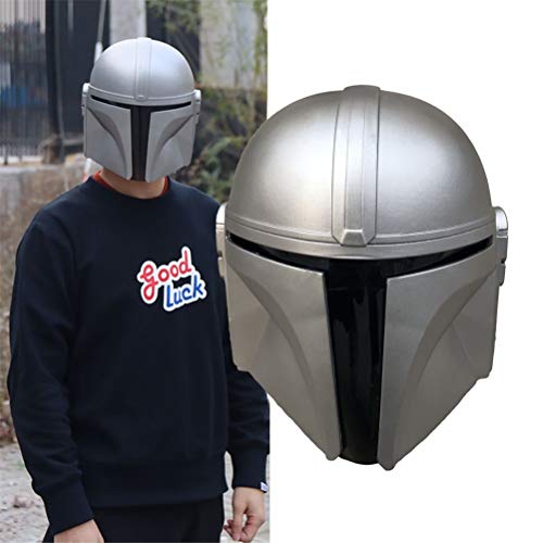 JOAN Máscara de látex de cara completa con casco mandaloriano, el Cosplay de Star Wars para disfraces de decoración realista de fiesta de disfraces de Halloween