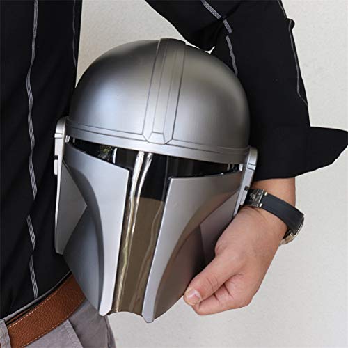 JOAN Máscara de látex de cara completa con casco mandaloriano, el Cosplay de Star Wars para disfraces de decoración realista de fiesta de disfraces de Halloween