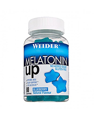 JOE WEIDER VICTORY Melatonine Up, 60 gummies, Sabor Blueberry, 1 mg de melatonina por gominola, Sin gluten y sin azúcar