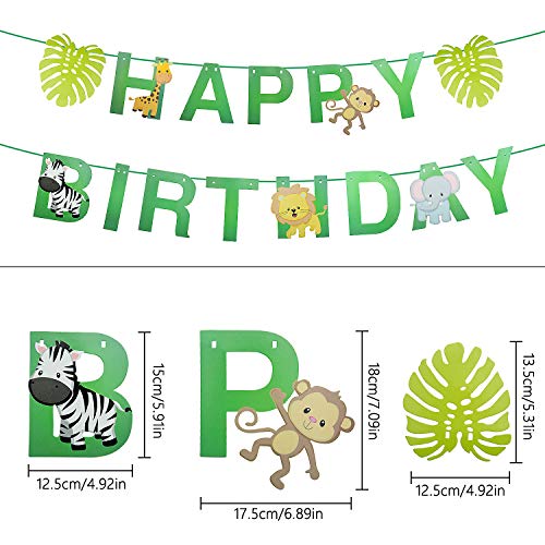 Joeyer 54 PCS Selva Fiesta de Cumpleaños Decoracion, Globo de Aluminio Safari Bosque Animal Cumpleaños Globos con Hojas para Niño Cumpleaños Baby Shower Decoración