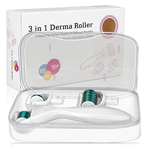 Johely Dermaroller, 0.5/1 / 1.5mm 3 en 1 Rodillo Micro Agujas Titanio para Cuidado, utilizadas en áreas estrechas del cuerpo y la cara, con anti-celulitis y estrías/Anti-Edad
