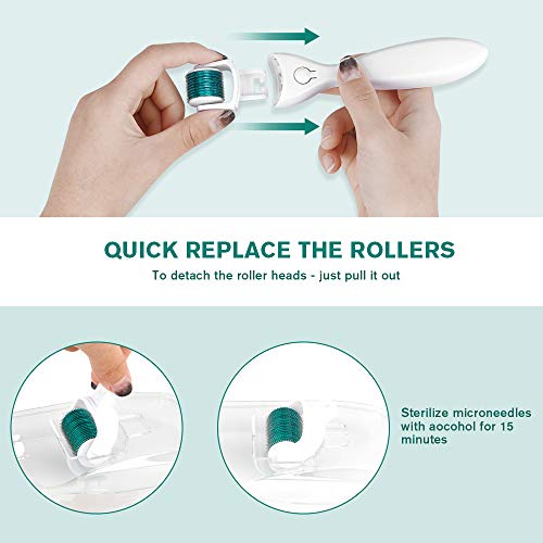 Johely Dermaroller, 0.5/1 / 1.5mm 3 en 1 Rodillo Micro Agujas Titanio para Cuidado, utilizadas en áreas estrechas del cuerpo y la cara, con anti-celulitis y estrías/Anti-Edad