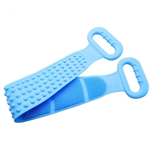 Johiux Baño de Silicona Cepillo Corporal Exfoliante Largo, Cepillo de cinturón de Silicona Cepillo de Ducha de Doble Cara para lavador de Cuerpo 72 * 11cm. (Blue)