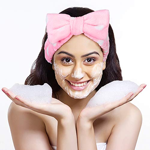 Joinfun Diadema Maquillaje, 6 Paquetes Diademas con lazo para mujeres Chica Rayas Elástico Coral Bandas para el cabello Maquillaje de felpa Lavado de cara Ducha Diadema