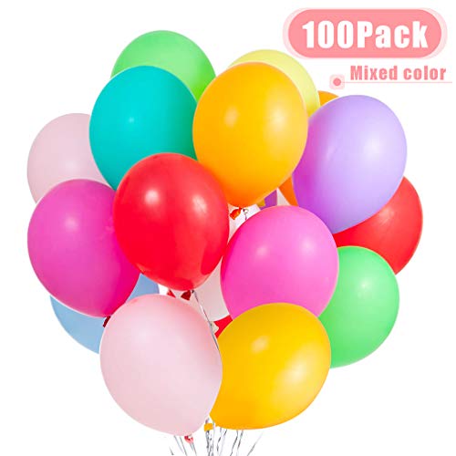 JOJOR 100 Piezas Multicolores Globos, Coloridos Globos de Látex para Bodas, Fiestas de Cumpleaños y Decoración
