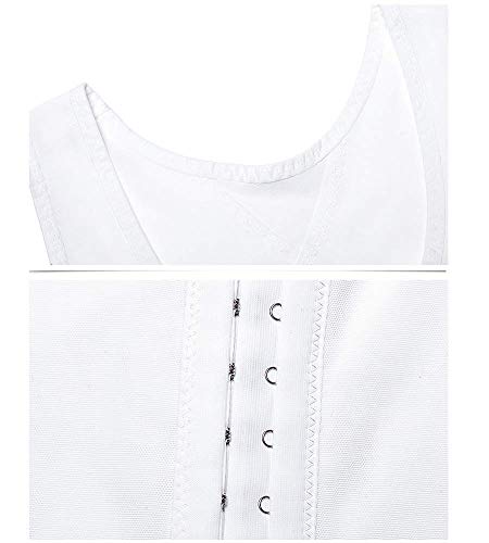 Jolie Ocultar ginecomastia Chaleco de Compresion Camisa de compresión de Pecho Hide Man Moobs Carpetas de Pecho Corto Camisetas sin Mangas,White,L