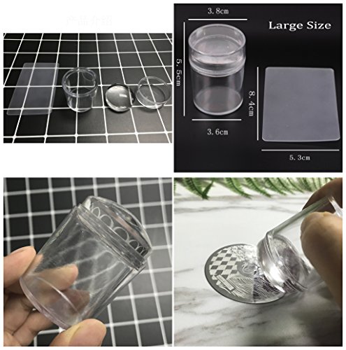 Joligel Estampador Uñas Transparente Silicona con Raspador + 10 Plantillas Estampado + 5 Esponjas de Manicura para Degradado Uñas, Kit Estampación Manicura Pedicura Nail Art Decoración Uñas