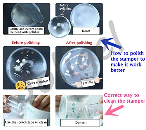 Joligel Estampador Uñas Transparente Silicona con Raspador + 10 Plantillas Estampado + 5 Esponjas de Manicura para Degradado Uñas, Kit Estampación Manicura Pedicura Nail Art Decoración Uñas