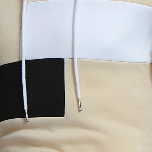 JOLIME Moda Sudadera con Capucha Asimétrico Rayas Hoodie Casual Deporte Outwear para Hombre Beige L