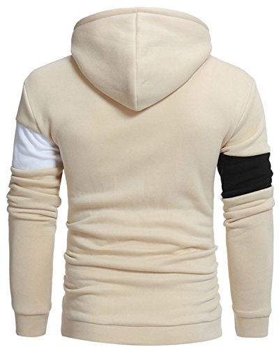 JOLIME Moda Sudadera con Capucha Asimétrico Rayas Hoodie Casual Deporte Outwear para Hombre Beige L