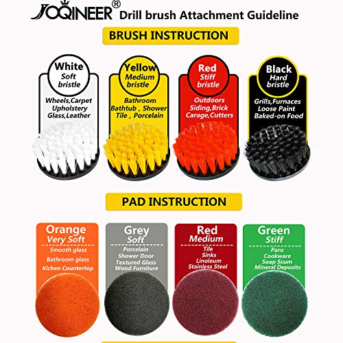 JOQINEER Cepillo de Taladro de 14 Piezas - Artículos de Limpieza - Kit - Accesorios de baño - Limpiador de Ducha - Alfombrilla de baño - Accesorios de Cocina - Limpiador de lechada