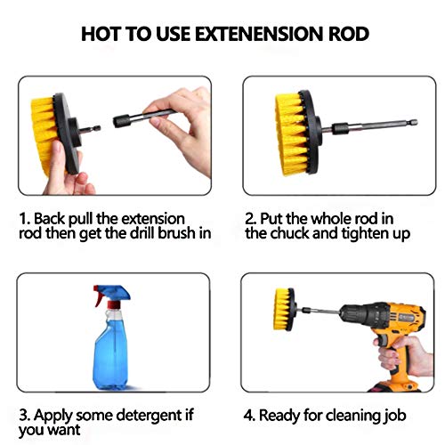 JOQINEER Juego de Accesorios para Cepillo de perforación de 22 Piezas, Kit de Cepillo de Taladro de fregado eléctrico, Kit de Limpieza de Almohadillas de fregado para selladores de Azulejos, bañera