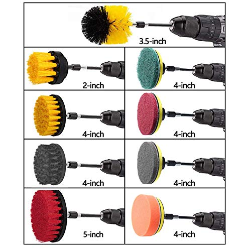 JOQINEER Juego de Accesorios para Cepillo de perforación de 22 Piezas, Kit de Cepillo de Taladro de fregado eléctrico, Kit de Limpieza de Almohadillas de fregado para selladores de Azulejos, bañera
